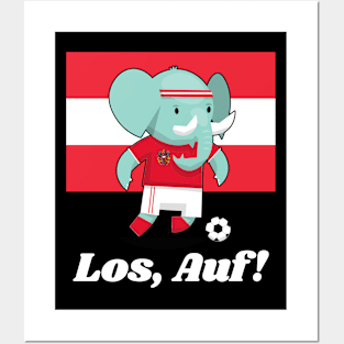 ⚽ Austria Football, Cute Elephant Kicks Ball, Los Auf! Team Spirit Posters and Art